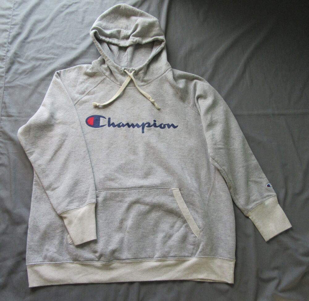 Champion Men's Kangaroo Pocket Drawcord Hooded Sweatshirt Gray Men's XL